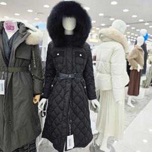 [샤틴]폭스퍼 후드녁 구스다운 퀼팅 롱패딩S254B802A