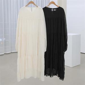 [강물처럼]빅사이즈사랑해요 G413L202 러버쉬폰주름롱원피스 LY