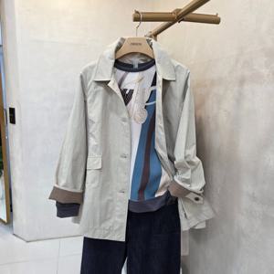 [크레송]엣지단추 하프 트렌치  ODCFYP50_DG