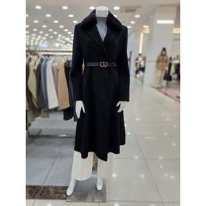 [더아이잗]밍크칼라 A라인 코트 IPCA0CT178BK