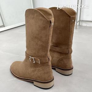 [디자이어로즈][디자이어로즈] 여자 버클부츠 스웨이드 통부츠 (