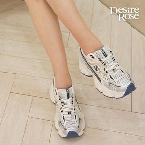 [디자이어로즈][디자이어로즈] 여성 배색 레더 오버솔 스니커즈