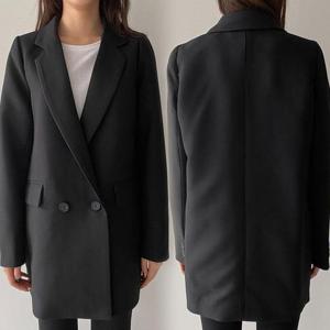 [강물처럼]빅사이즈사랑해요 E702L309 베이직투버튼블랙자켓 BN