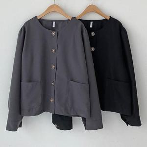 [강물처럼]빅사이즈사랑해요 P805L308 포인트버튼노카라자켓 GO