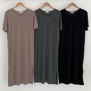 [강물처럼]빅사이즈사랑해요 P750L307 무지쿨V넥옆트임원피스 KD