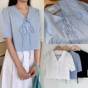 [강물처럼]위쉬몰 MO 큐티펀칭퍼프블라우스(P700H307) 빅사이즈