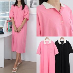 [강물처럼]위쉬몰 LY 캐주얼PK카라면원피스(P601H306) 빅사이즈