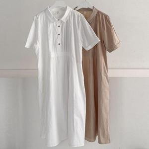 [강물처럼]빅사이즈사랑해요 E375L306 미니버튼핀턱면원피스 BN