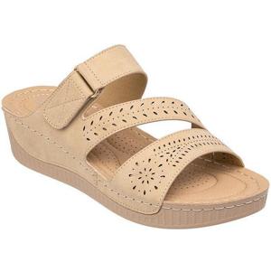 [월드컵][월드컵]슈넬 여성 크로스 3밴드 찍찍이 통굽웨지샌달 (