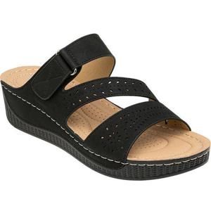 [월드컵][월드컵]슈넬 여성 크로스 3밴드 찍찍이 통굽웨지샌들 (