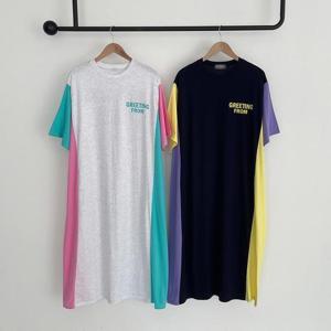 [강물처럼]빅사이즈사랑해요 P470L306 헐리우드3단배색원피스 PO