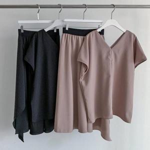 [강물처럼]빅사이즈사랑해요 P454L306 브이훌아이스치마투피스 B