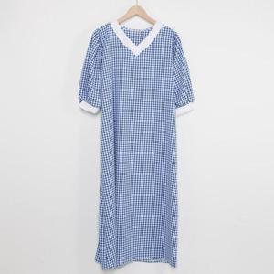 [강물처럼]아이우먼 딜라이트퍼프체크원피스 GLO321M305 빅사이