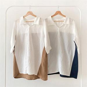 [강물처럼]빅사이즈사랑해요 G871L304 카라뒷면배색반팔남방 BS