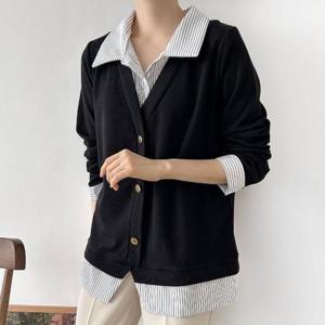 [강물처럼]아이우먼 줄셔츠브이가디건티셔츠 BSV590M512 빅사이