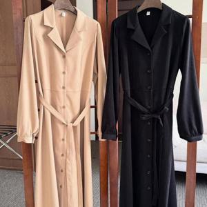 [강물처럼]빅사이즈원피스 V856L512 심플카라허리끈원피스 YP (4