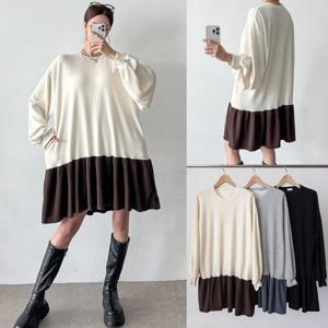 [강물처럼]위쉬몰 MA 배색프릴린니트원피스(V822H512) 빅사이즈