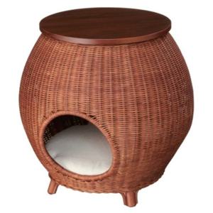 고양이집 네코세카이 라탄 사이드테이블 베드 브라운