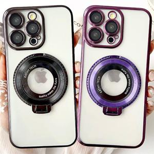 아이폰13 프로 맥스 맥세이프 링 거치대 도금프레임 투명 케이스