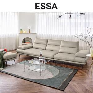 [에싸] 다즈 4인 스윙기능 베티버 천연 면피 소가죽 소파+스툴