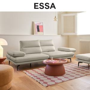 [에싸] 다즈 와이드 3인 스윙기능 베티버 천연 면피 소가죽 소파+스툴