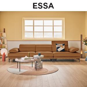 [에싸] 시에르 4인 헤드기능 베티버 천연 면피 소가죽 소파