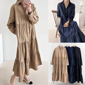 [강물처럼]위쉬몰 AR 롱티어드셔츠원피스(V537H510) 빅사이즈 (4