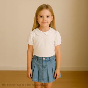 [로엠걸즈(아동)]데님 플리츠 치마바지RGTJ25S5C