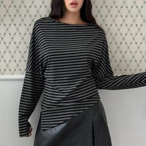 [강물처럼]아이우먼 롱숄더언발줄지티셔츠 LTV503M510 빅사이즈