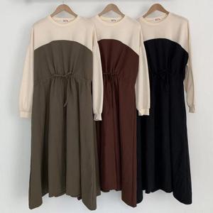 [강물처럼]빅사이즈원피스 V458L510 튜브배색탑매듭원피스 PO (4