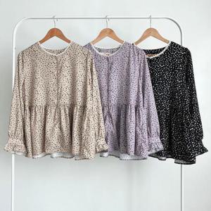 [강물처럼]빅사이즈블라우스 V360L509 펀칭카라잔패턴블라우스 B