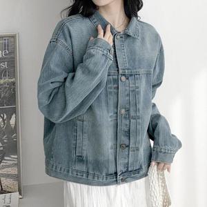 [강물처럼]아이우먼 은은한워싱세로줄청자켓 BNV364M509 빅사이