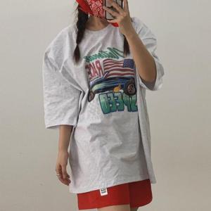 [강물처럼]아이우먼 미국국기프린팅티셔츠 GBU816M507 빅사이즈