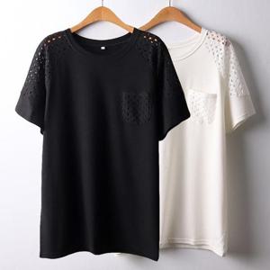 [강물처럼]위쉬몰 OL 펀칭레이스반팔티셔츠(I841H506) 빅사이즈