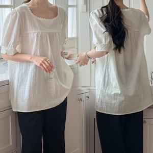 [강물처럼]위쉬몰 GO 코튼레이스반팔블라우스(Q955H506) 빅사이