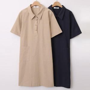 [강물처럼]빅사이즈반팔원피스 U704L506 사파리포켓셔츠원피스 W