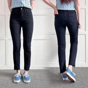 [강물처럼]빅사이즈스키니 P499L506 고탄력밴드블랙데님팬츠 LO