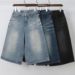 [강물처럼]빅사이즈청바지 S416L506 버뮤데님7부워싱통팬츠 LO (