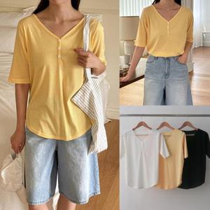 [강물처럼]위쉬몰 RD 미듐소매헨리넥티셔츠(U658H506) 빅사이즈