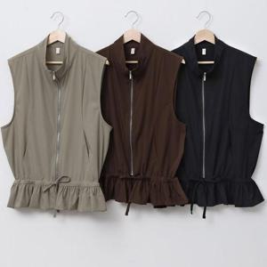 [강물처럼]빅사이즈셔링조끼 U642L506 주름치마집업베스트 BN (3