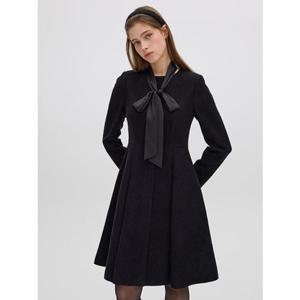 (올리브데올리브) OW4WO976 배색 타이 핏앤 플레어 트위드 원피스