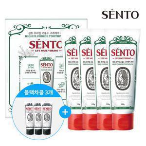 [블랙차콜3개증정]센토 프라임 고불소 구취케어 치약 아쿠아민트향 120g 4개