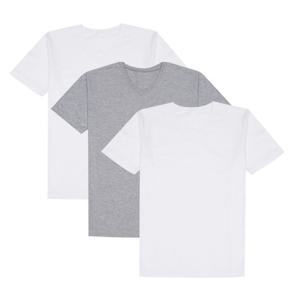 티팜 면 V넥 반팔 티셔츠 3장 세트 화이트/멜란지