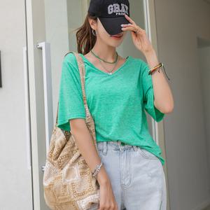 [나크21] 찰랑찰랑 모달스판 브이넥 티셔츠 NK32-T-41 /빅사이즈