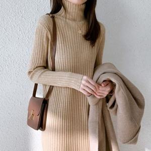 하이넥 F006447 롱니트 원피스 니트롱원피스 골지폴라