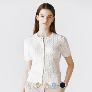 [지오다노/본사] 354512 여 7gg 케이블 크루넥 반팔 가디건