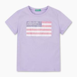 [베네통 키즈]베네통키즈 베이직 글리터 반팔 티셔츠 3I1XC10H8 LV