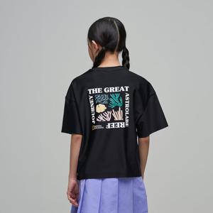 [내셔널지오그래픽키즈]K242GRG510 여아 워터 반팔티 CARBONBLACK