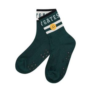 [파리게이츠] (521E1SC005)여성 스마일 패치 배색 로고 중목 양말