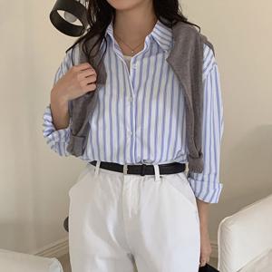 [한정수량] [올리비에스클로젯] 스트라이프 베이직 셔츠 블라우스_O2503BL032A